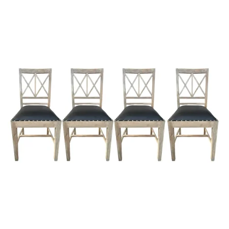 Set of 4 Coastal Driftwood X-Back Dining Chairs