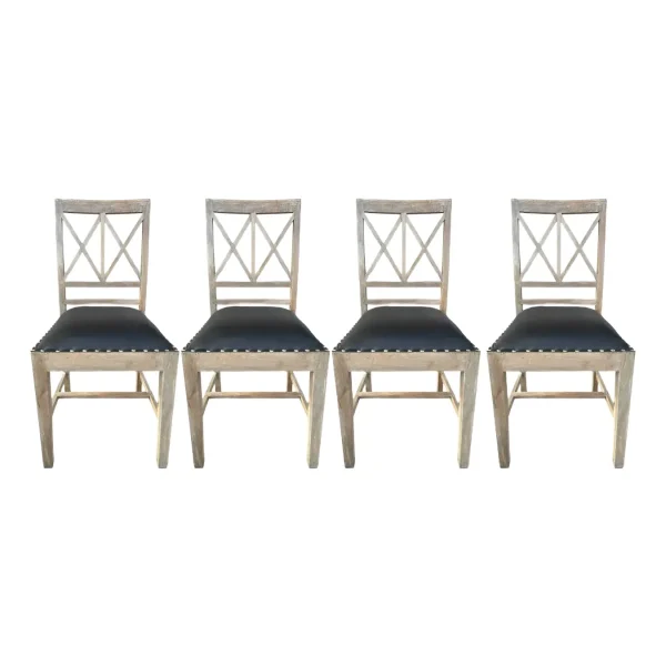 Set of 4 Coastal Driftwood X-Back Dining Chairs