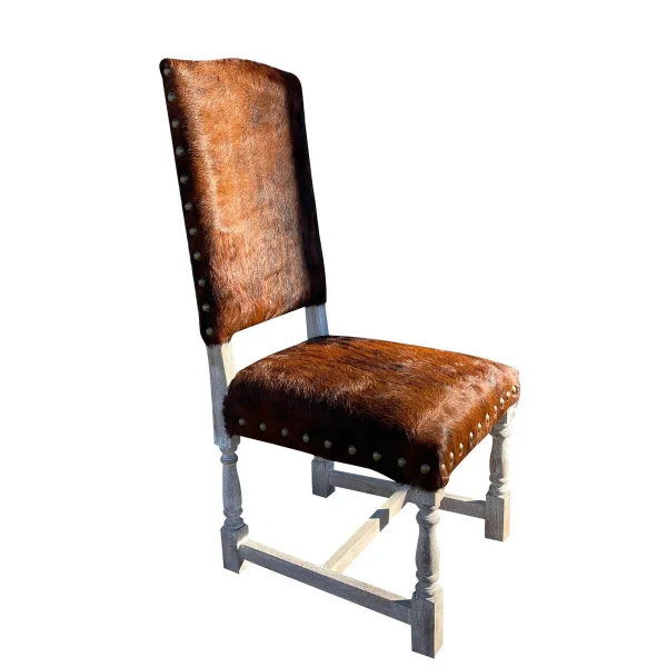 Set of 4 Southwestern Leather Hide Dining Chairs - Image 2