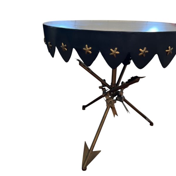 Antique Round Neoclassical Crossed Arrow Side Table - Image 3