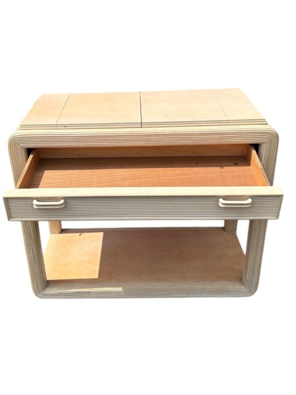 Vintage 1970s Reeded Blonde Wood Console Table - Image 3