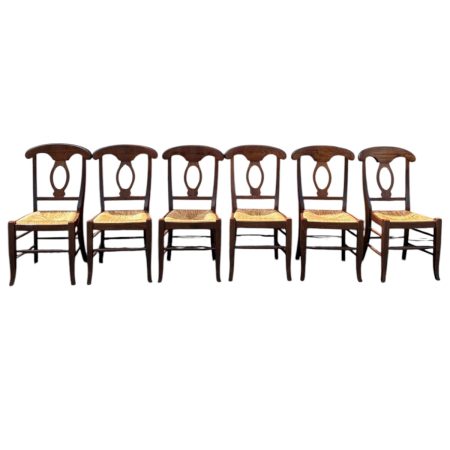 Set of 6 Pottery Barn Rush Seat French Dining Chairs