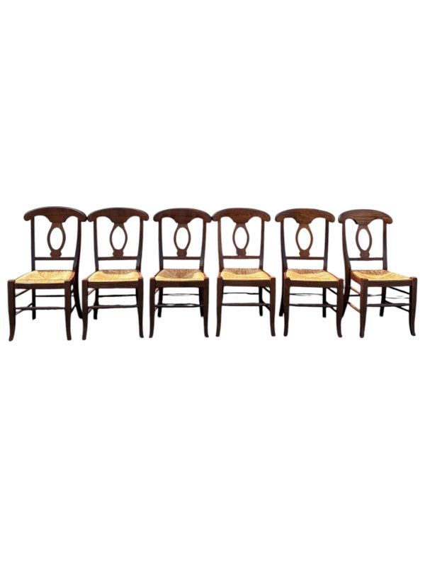 Set of 6 Pottery Barn Rush Seat French Dining Chairs
