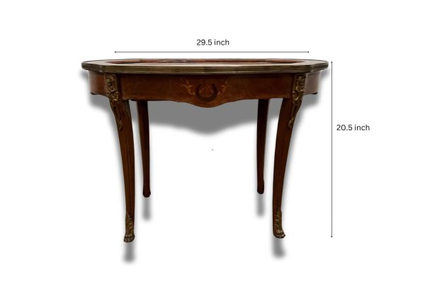 Vintage French Inlaid Coffee Table with Marble Top - Image 2