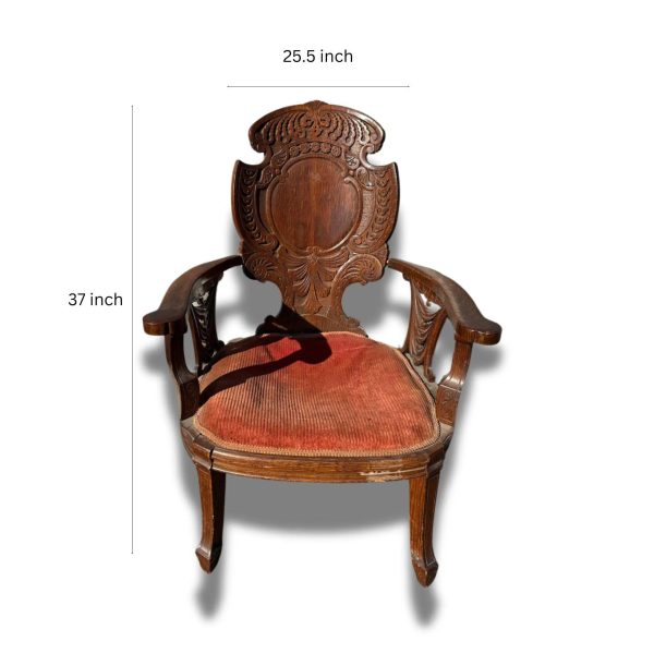 Antique Carved Oak Arm Chair - Image 3