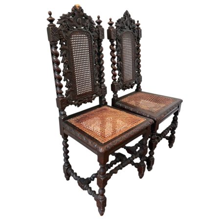 Set of 2 Cane Victorian Antique Chairs