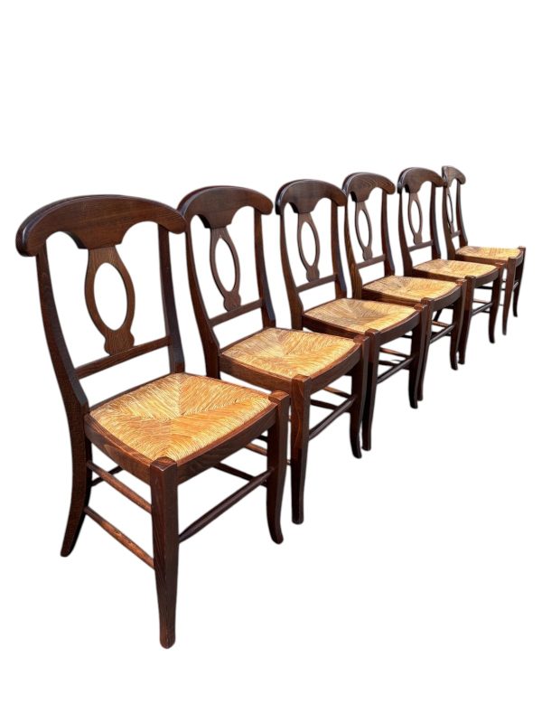 Set of 6 Pottery Barn Rush Seat French Dining Chairs - Image 2