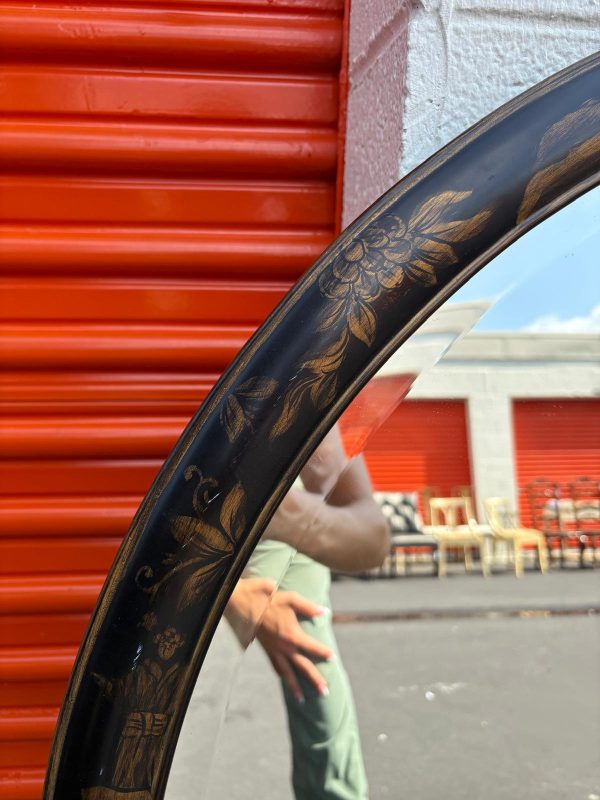 Paint Decorated Asian Style Black Round Mirror - Image 3