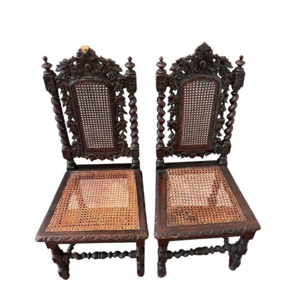 Set of 2 Cane Victorian Antique Chairs - Image 2