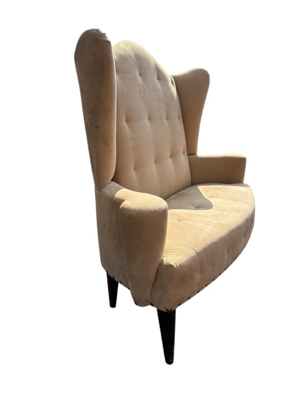 Lewis Mittman Tan Suede Love Seat - Image 2