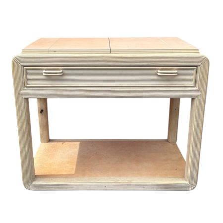 Vintage 1970s Reeded Blonde Wood Console Table