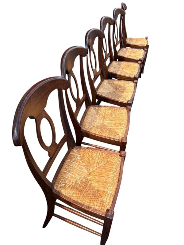 Set of 6 Pottery Barn Rush Seat French Dining Chairs - Image 3
