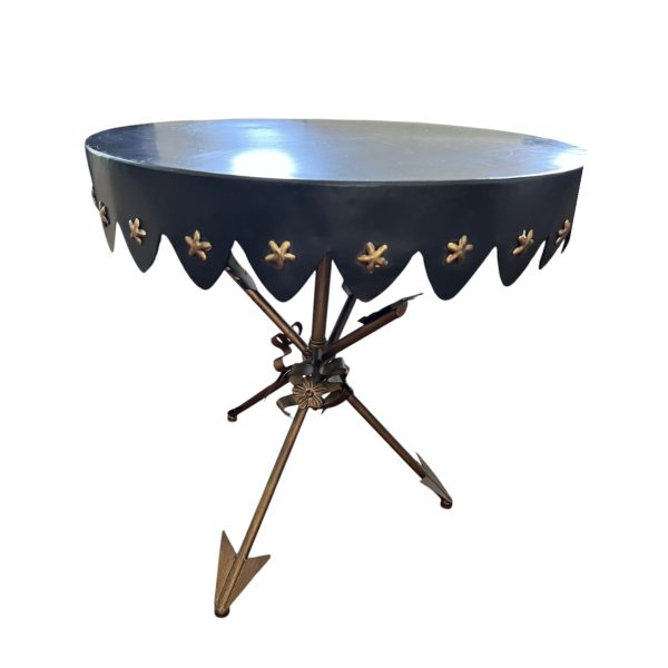 Antique Round Neoclassical Crossed Arrow Side Table - Image 4