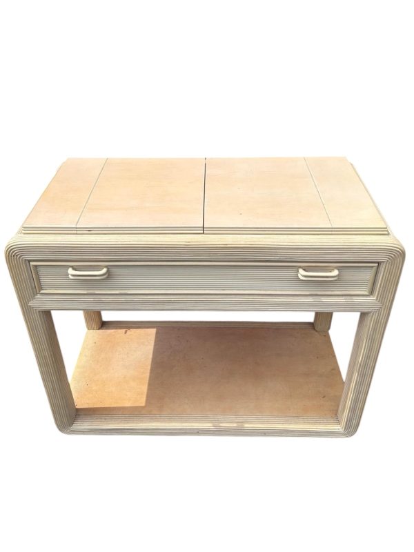 Vintage 1970s Reeded Blonde Wood Console Table - Image 4