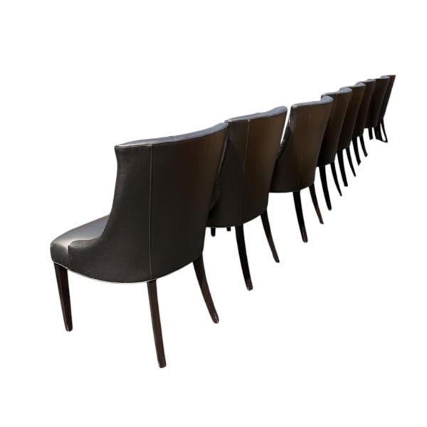 Set of 8 Swaim Grey Leather Dining Chairs - Image 5