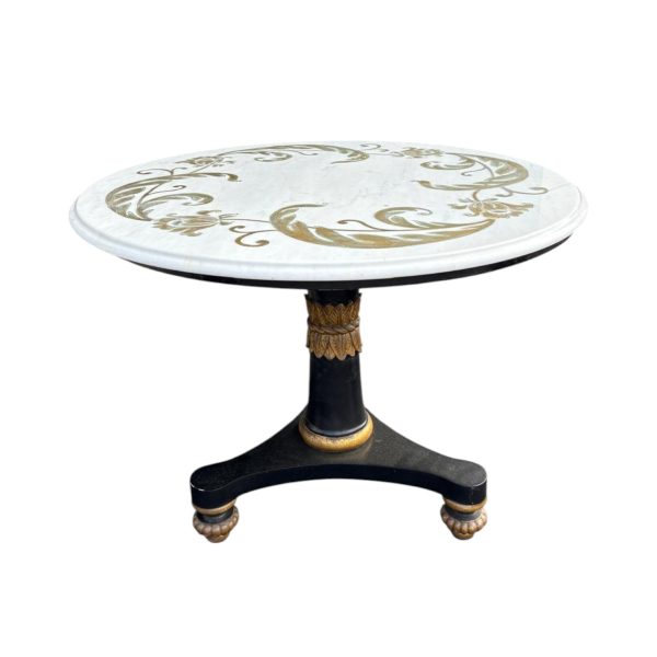 Neoclassical Empire Marble Top Pedestal Table - Image 4