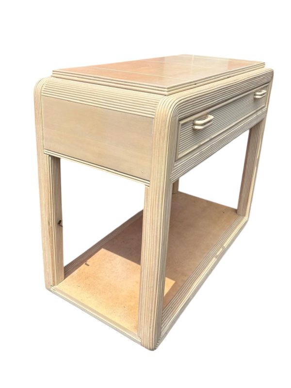 Vintage 1970s Reeded Blonde Wood Console Table - Image 5