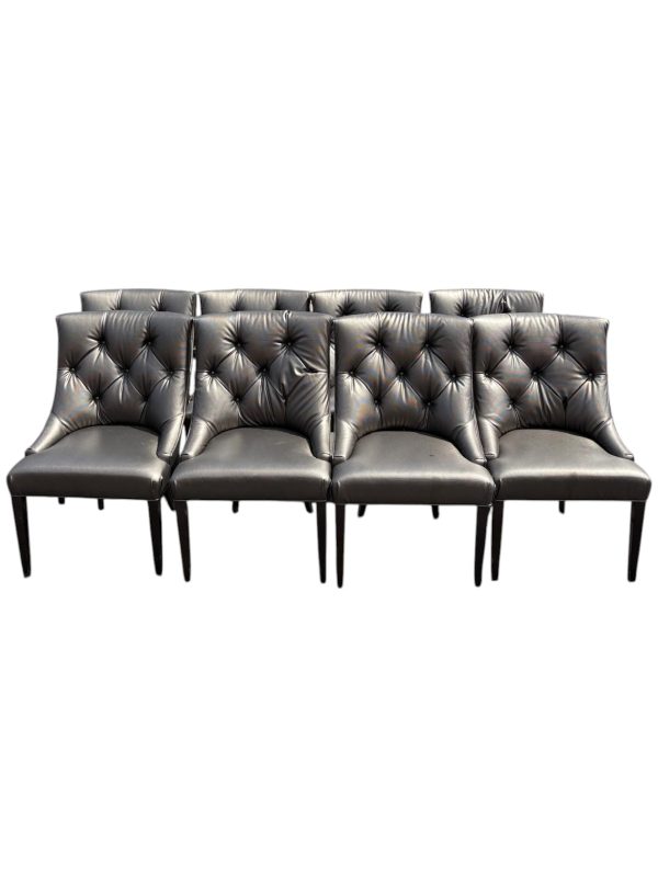 Set of 8 Swaim Grey Leather Dining Chairs - Image 2