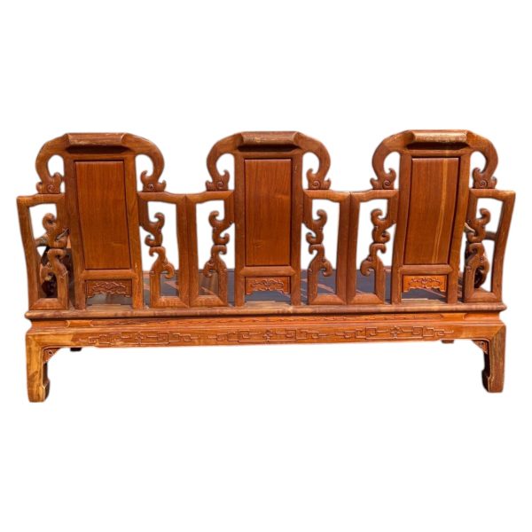 Asian Teak & Rosewood Antique Sofa Bench - Image 5