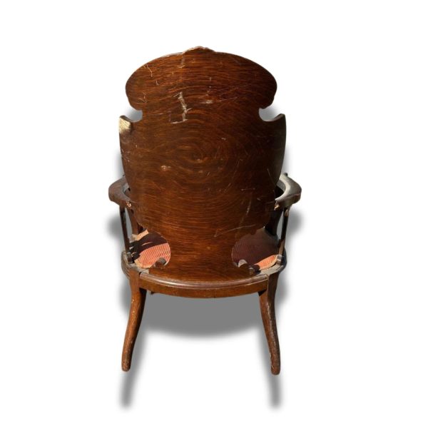 Antique Carved Oak Arm Chair - Image 6