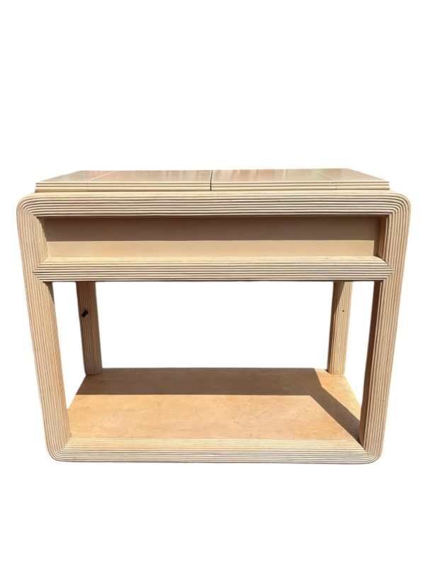 Vintage 1970s Reeded Blonde Wood Console Table - Image 2