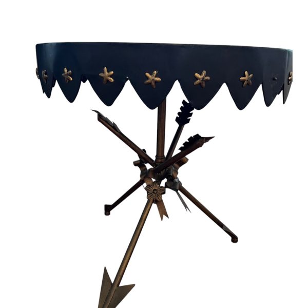 Antique Round Neoclassical Crossed Arrow Side Table - Image 2