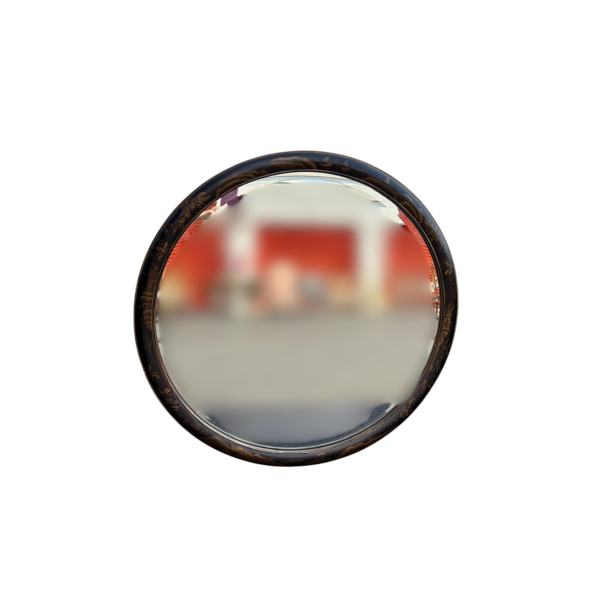 Paint Decorated Asian Style Black Round Mirror - Image 3
