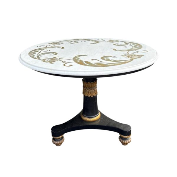 Neoclassical Empire Marble Top Pedestal Table