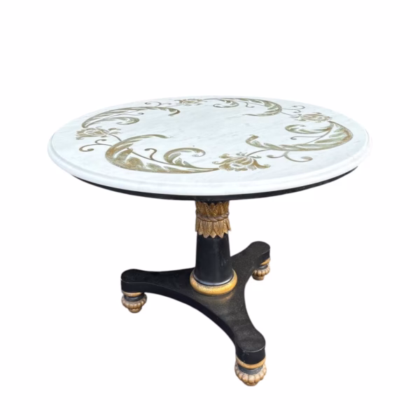 Neoclassical Empire Marble Top Pedestal Table - Image 3