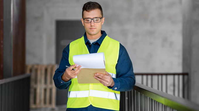 Inspector-reviewing-notes-during-inspection